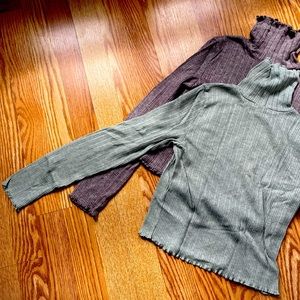 Madewell Crop Top Turtle Necks- Purple and Teal